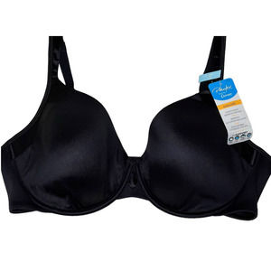 NWT Playtex 4848 44C Black T-Shirt Bra Underwire Modesty Petals Light Padded B21